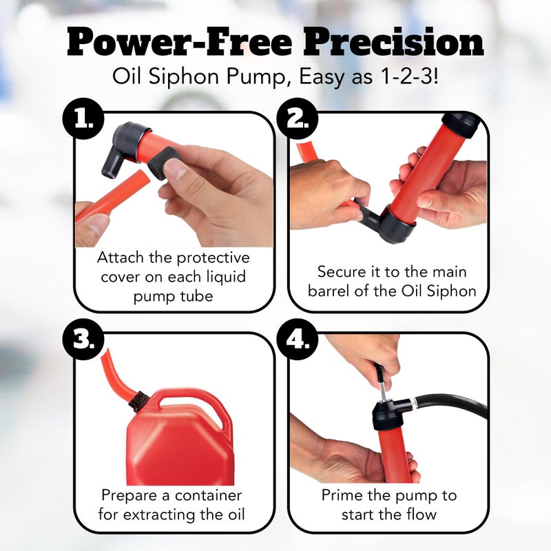 Vila Multi-use Manual Fuel Transfer Pump Kit - Portable Water & Gas Siphon, 15" Siphon Hose, Liquid Transfer for Automotive, Rain Barrels & Water Gardens - Image 5